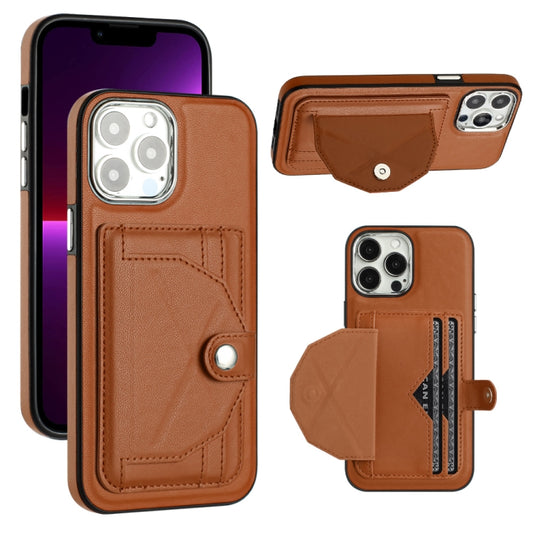 For iPhone 14 Pro Max Shockproof Leather Phone Case with Card Holder(Brown) - iPhone 14 Pro Max Cases by buy2fix | Online Shopping UK | buy2fix