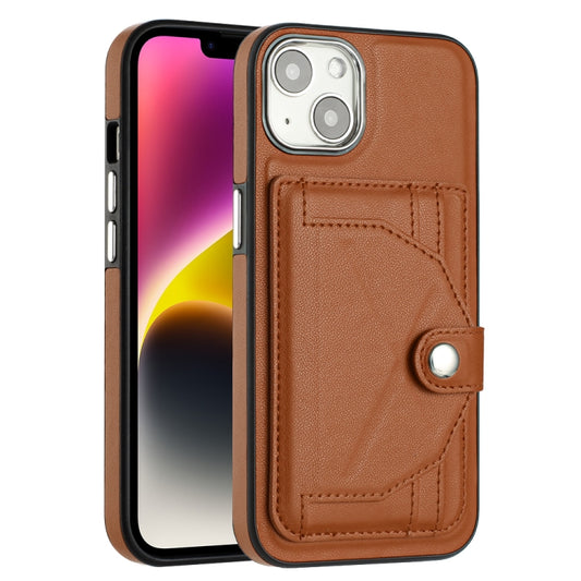 For iPhone 13 Shockproof Leather Phone Case with Card Holder(Brown) by buy2fix