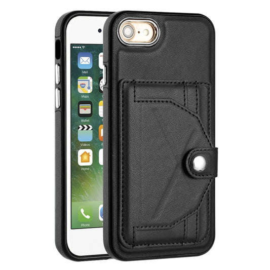 For iPhone SE 2022/SE 2020/6/7/8 Shockproof Leather Phone Case with Card Holder(Black) by buy2fix