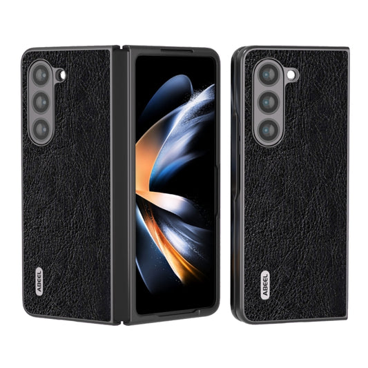 For Samsung Galaxy Z Fold5 ABEEL Retro Litchi Texture PU Phone Case(Black) - Galaxy Z Fold5 Cases by buy2fix | Online Shopping UK | buy2fix