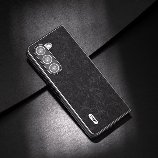 For Samsung Galaxy Z Fold5 ABEEL Dream Litchi Texture PU Phone Case(Black) by buy2fix