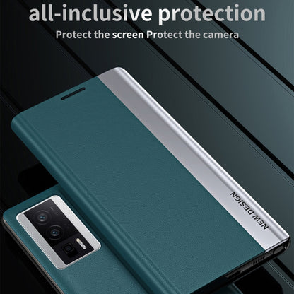 For Xiaomi Poco F5 Pro Side Side Electroplated Magnetic Leather Phone Case(Light Blue) - Xiaomi Cases by buy2fix | Online Shopping UK | buy2fix