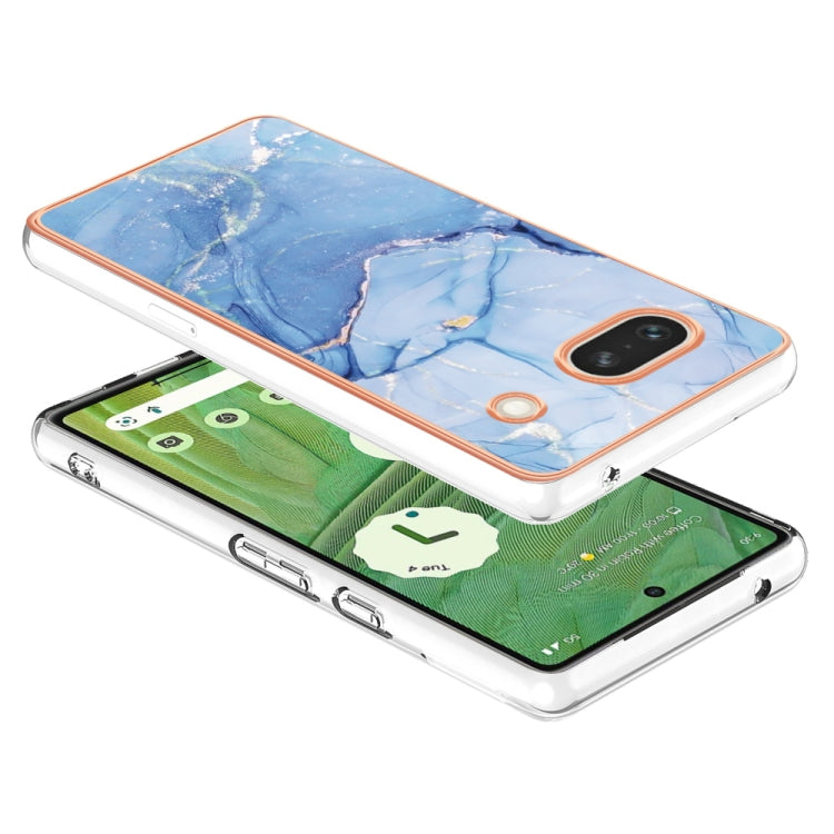 For Google Pixel 7a Electroplating Marble Dual-side IMD Phone Case(Blue 018) - Google Cases by buy2fix | Online Shopping UK | buy2fix