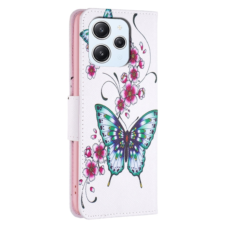 For Xiaomi Redmi 12 4G Colored Drawing Pattern Leather Phone Case(Flowers Butterfly) - Xiaomi Cases by buy2fix | Online Shopping UK | buy2fix