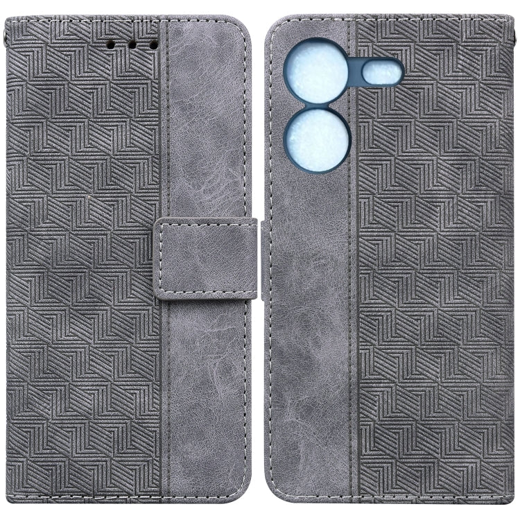 For Tecno Pova 5 Geometric Embossed Leather Phone Case(Grey) by buy2fix