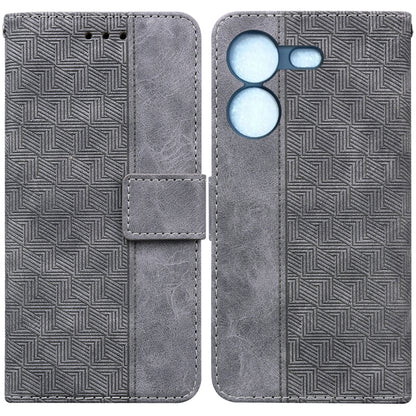 For Tecno Pova 5 Geometric Embossed Leather Phone Case(Grey) by buy2fix
