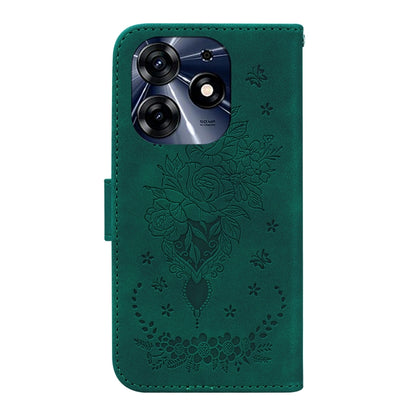 For Tecno Spark 10 Pro Butterfly Rose Embossed Leather Phone Case(Green) by buy2fix