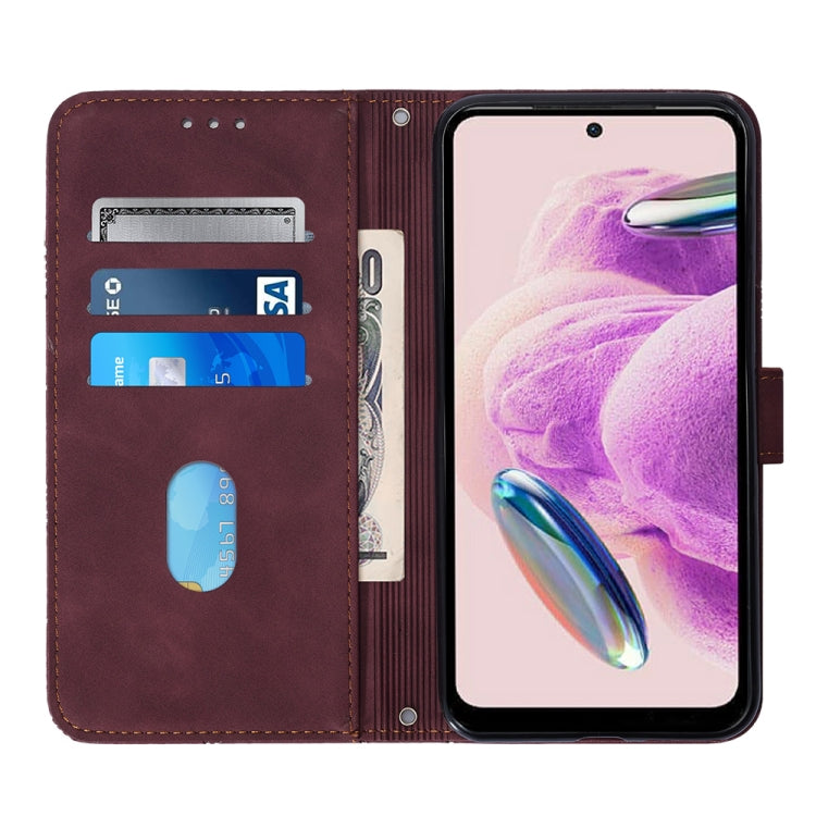 For Xiaomi Redmi Note 12S 4G Global Crossbody 3D Embossed Flip Leather Phone Case(Wine Red) - Xiaomi Cases by buy2fix | Online Shopping UK | buy2fix