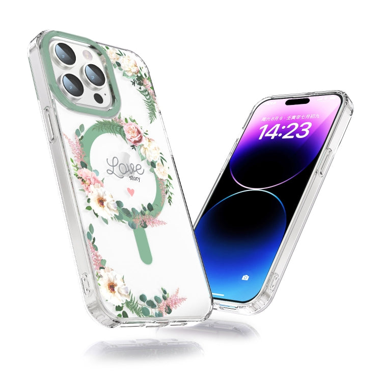 For iPhone 11 MagSafe Magnetic TPU Phone Case(White Pink Rose) - iPhone 11 Cases by buy2fix | Online Shopping UK | buy2fix