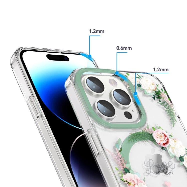 For iPhone 15 Pro MagSafe Magnetic TPU Phone Case(White Pink Rose) by buy2fix