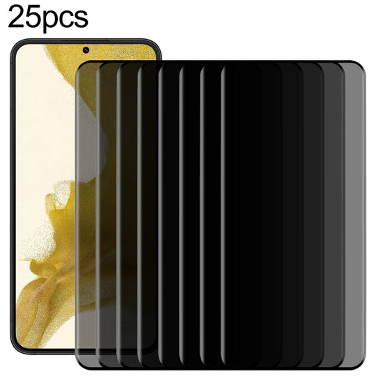For Samsung Galaxy S22 5G 25pcs 3D Curved Edge Privacy Tempered Glass Film, without Fingerprint Unlocking