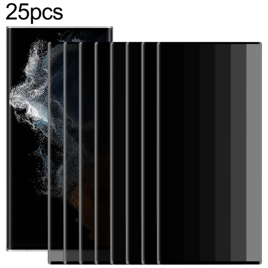 For Samsung Galaxy S22 Ultra 5G 25pcs 3D Curved Edge Privacy Tempered Glass Film, without Fingerprint Unlocking
