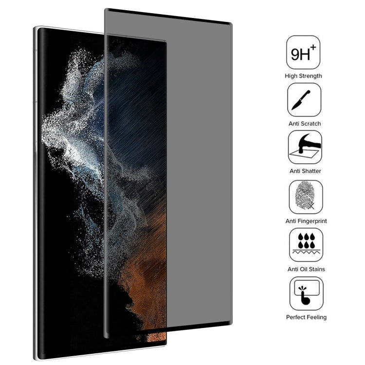 For Samsung Galaxy S22 Ultra 5G 25pcs 3D Curved Edge Privacy Tempered Glass Film, without Fingerprint Unlocking by buy2fix