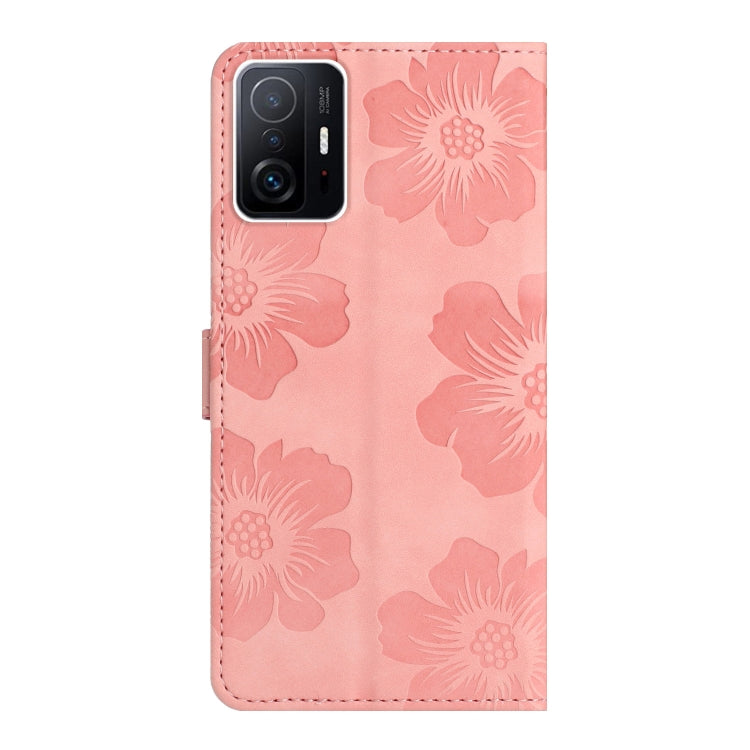 For Xiaomi 11T / 11T Pro Flower Embossing Pattern Leather Phone Case(Pink) - Xiaomi Cases by buy2fix | Online Shopping UK | buy2fix