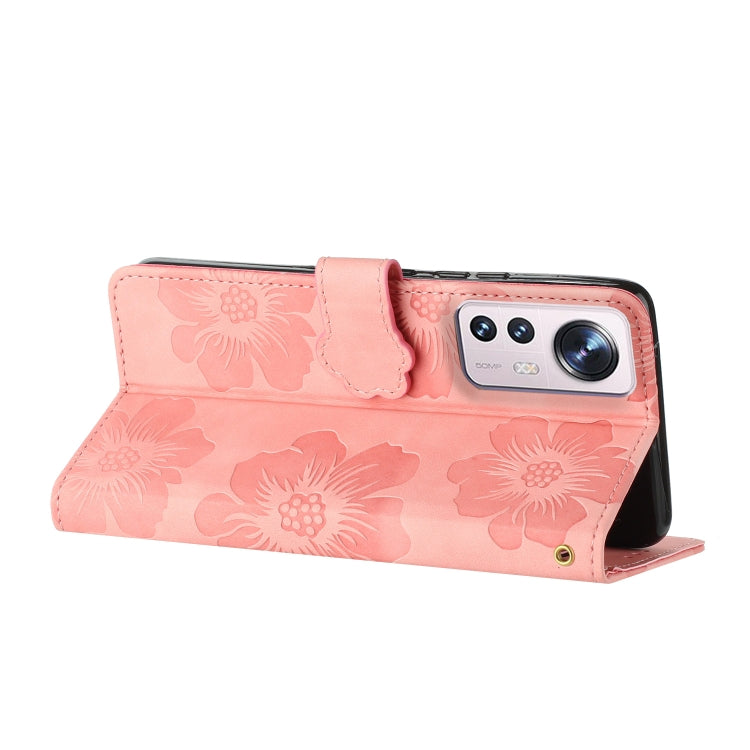 For Xiaomi 12 Lite Flower Embossing Pattern Leather Phone Case(Pink) - Xiaomi Cases by buy2fix | Online Shopping UK | buy2fix