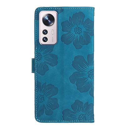 For Xiaomi 12 Pro Flower Embossing Pattern Leather Phone Case(Blue) by buy2fix