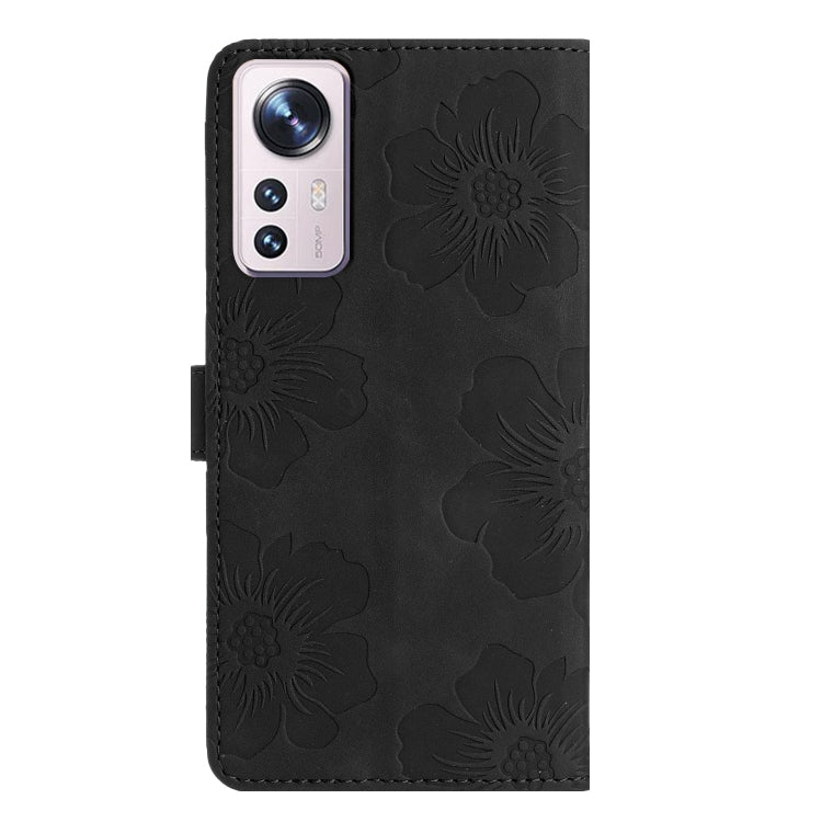 For Xiaomi 12 Pro Flower Embossing Pattern Leather Phone Case(Black) by buy2fix