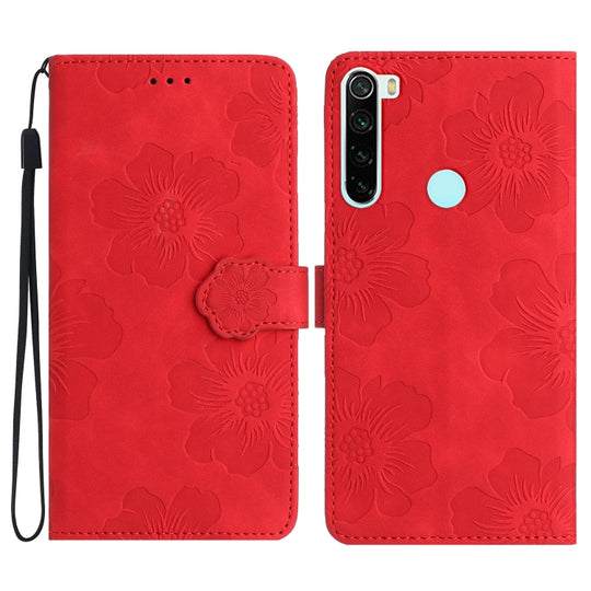For Xiaomi Redmi Note 8T Flower Embossing Pattern Leather Phone Case(Red)