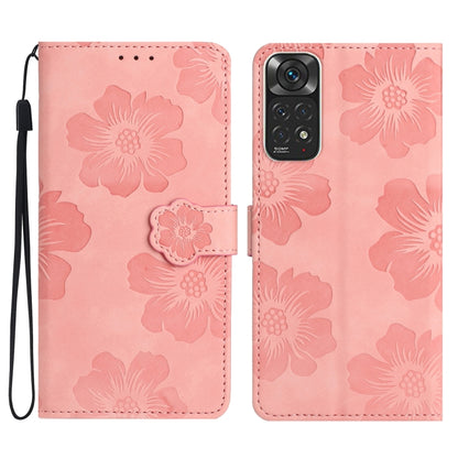 For Xiaomi Redmi Note 11 4G Global / Note 11S Flower Embossing Pattern Leather Phone Case(Pink) - Xiaomi Cases by buy2fix | Online Shopping UK | buy2fix