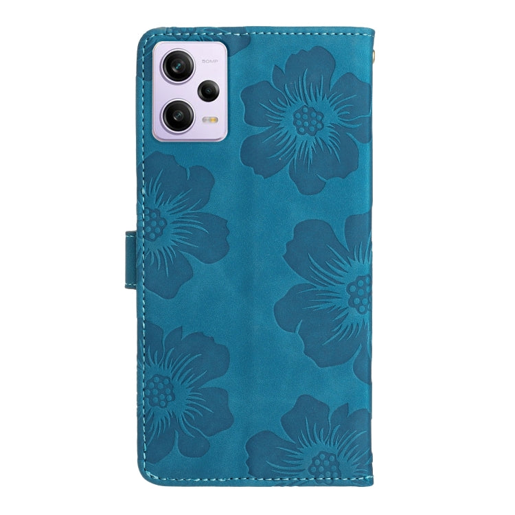 For Xiaomi Redmi Note 12 Pro 5G Flower Embossing Pattern Leather Phone Case(Blue) - Note 12 Pro Cases by buy2fix | Online Shopping UK | buy2fix