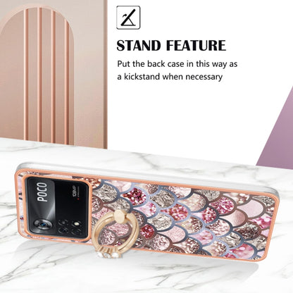For Xiaomi Poco X4 Pro 5G Electroplating IMD TPU Phone Case with Ring(Pink Scales) - Poco X4 Pro 5G Cases by buy2fix | Online Shopping UK | buy2fix