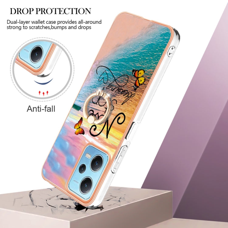 For Xiaomi Redmi Note 12 5G Global/Poco X5 5G Electroplating IMD TPU Phone Case with Ring(Dream Butterfly) - Note 12 Cases by buy2fix | Online Shopping UK | buy2fix