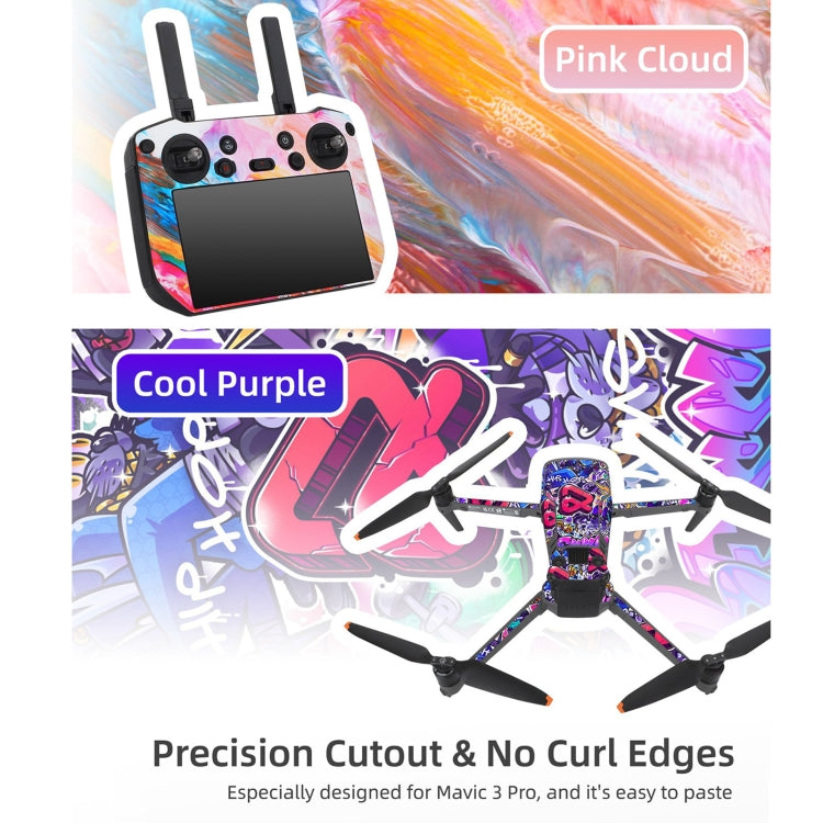 For DJI Mavic 3 Pro / RC Pro Sunnylife Drone Body Remote Control Decorative Stickers Set(Cool Purple) - Stickers by Sunnylife | Online Shopping UK | buy2fix