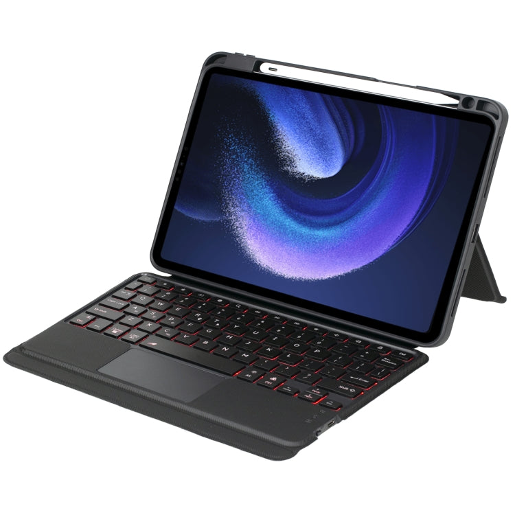 For Xiaomi Pad 6 / Pad 6 Pro T0N7-AS Detachable Pen Slot Touchpad Backlight Bluetooth Keyboard Leather Tablet Case(Black) by buy2fix