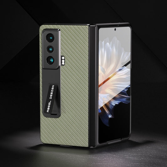 For Honor Magic Vs Carbon Fiber Texture Integrated Protective Phone Case with Holder(Green) by buy2fix