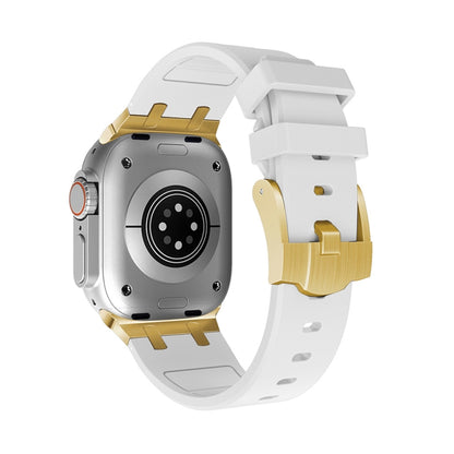 AP Silicone Watch Band For Apple Watch 7 41mm(Gold White) by buy2fix