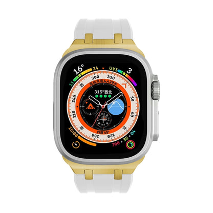 AP Silicone Watch Band For Apple Watch 7 41mm(Gold White) by buy2fix