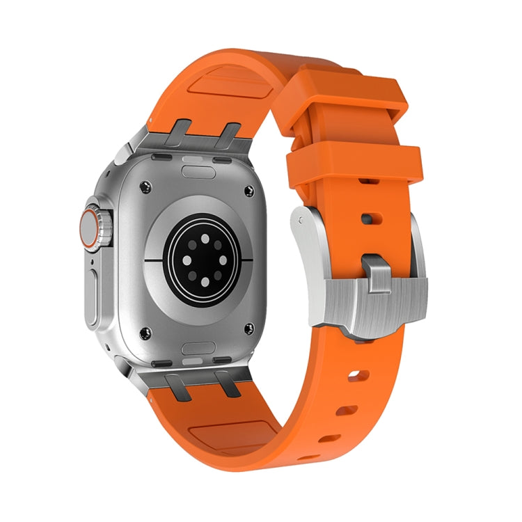 AP Silicone Watch Band For Apple Watch 7 45mm(Silver Orange) by buy2fix