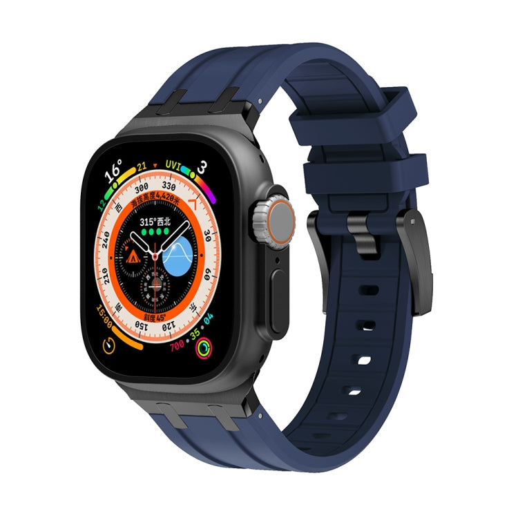 AP Silicone Watch Band For Apple Watch SE 44mm(Black Blue) by buy2fix