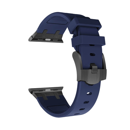 AP Silicone Watch Band For Apple Watch SE 44mm(Black Blue) by buy2fix