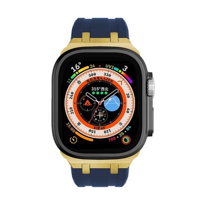 AP Silicone Watch Band For Apple Watch 6 44mm(Gold Blue) by buy2fix