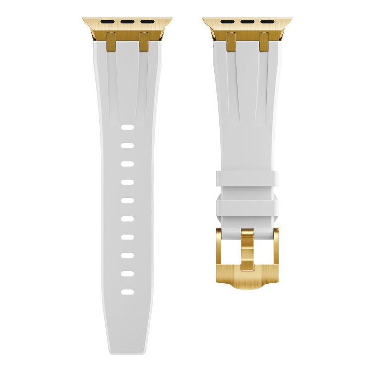 AP Silicone Watch Band For Apple Watch 4 44mm(Gold White) by buy2fix