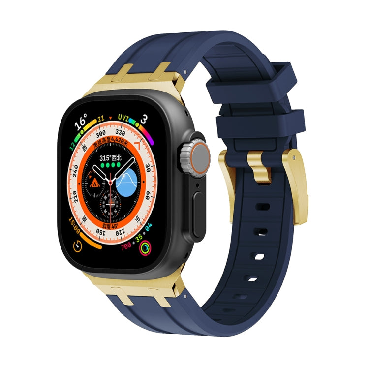 AP Silicone Watch Band For Apple Watch 3 38mm(Gold Blue) by buy2fix