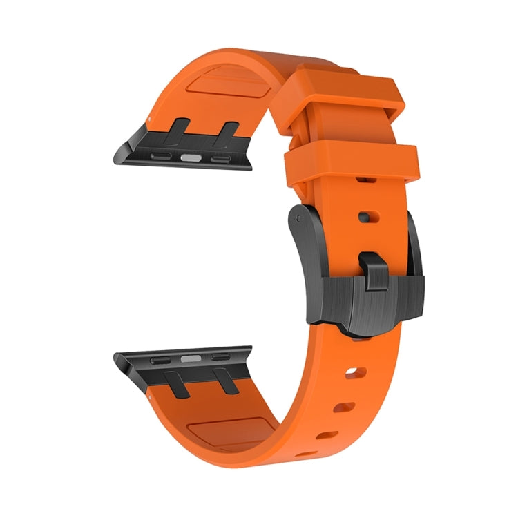 AP Silicone Watch Band For Apple Watch SE 2023 44mm(Black Orange) - Watch Bands by buy2fix | Online Shopping UK | buy2fix