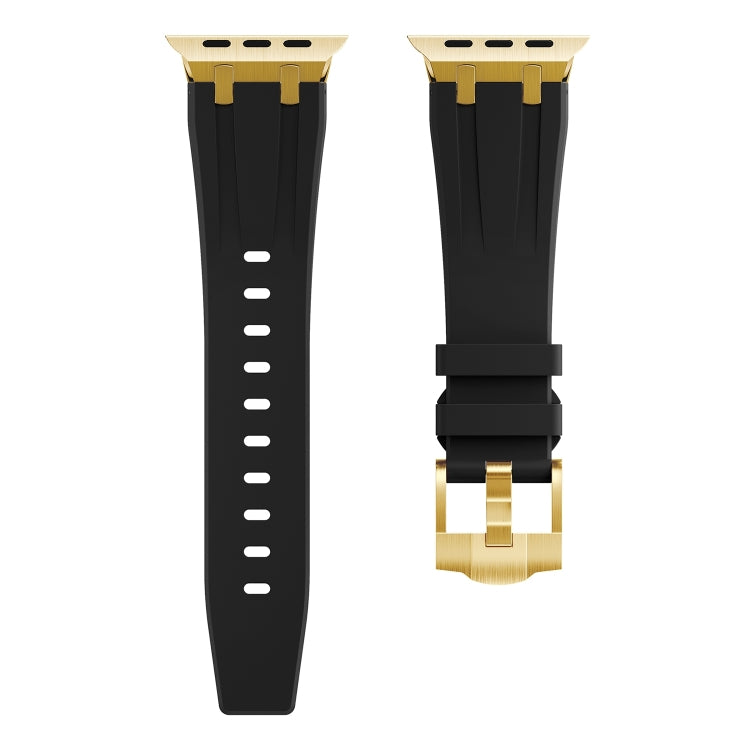 AP Silicone Watch Band For Apple Watch 9 41mm(Gold Black) - Watch Bands by buy2fix | Online Shopping UK | buy2fix