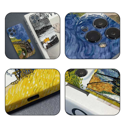 For iPhone 13 mini Precise Hole Oil Painting Pattern PC Phone Case(Handcart) by buy2fix