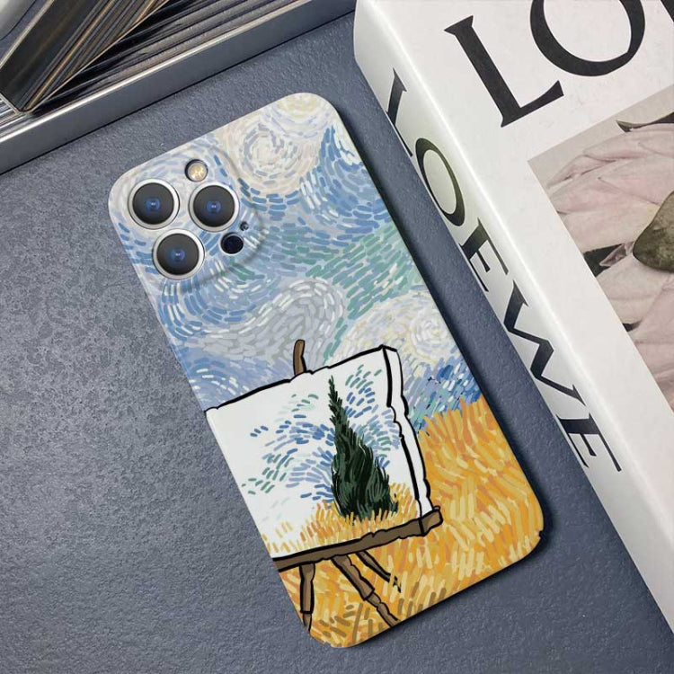 For iPhone 13 Precise Hole Oil Painting Pattern PC Phone Case(Landscape Painting) by buy2fix