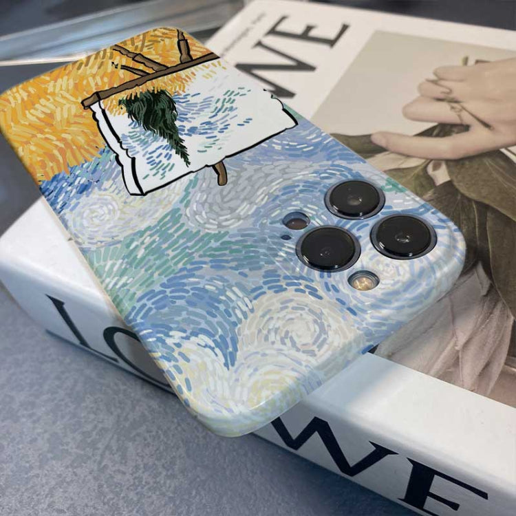 For iPhone 13 Precise Hole Oil Painting Pattern PC Phone Case(Landscape Painting) by buy2fix