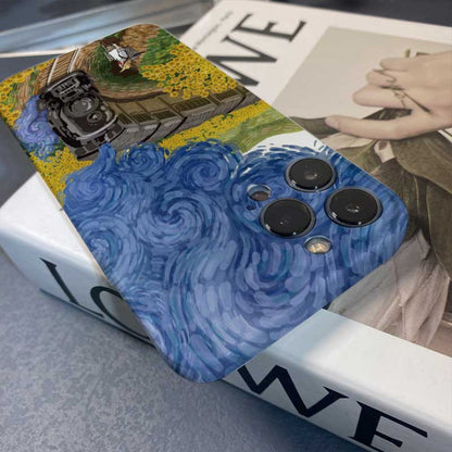 For iPhone 11 Pro Precise Hole Oil Painting Pattern PC Phone Case(Evening Breeze) by buy2fix