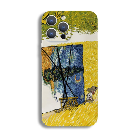 For iPhone XS Max Precise Hole Oil Painting Pattern PC Phone Case(Handcart) by buy2fix