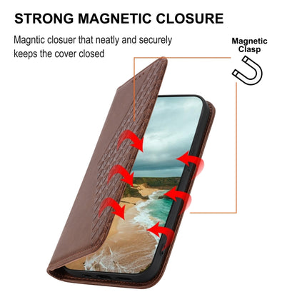 For Samsung Galaxy M54 5G Cubic Grid Calf Texture Magnetic Leather Phone Case(Brown) by buy2fix