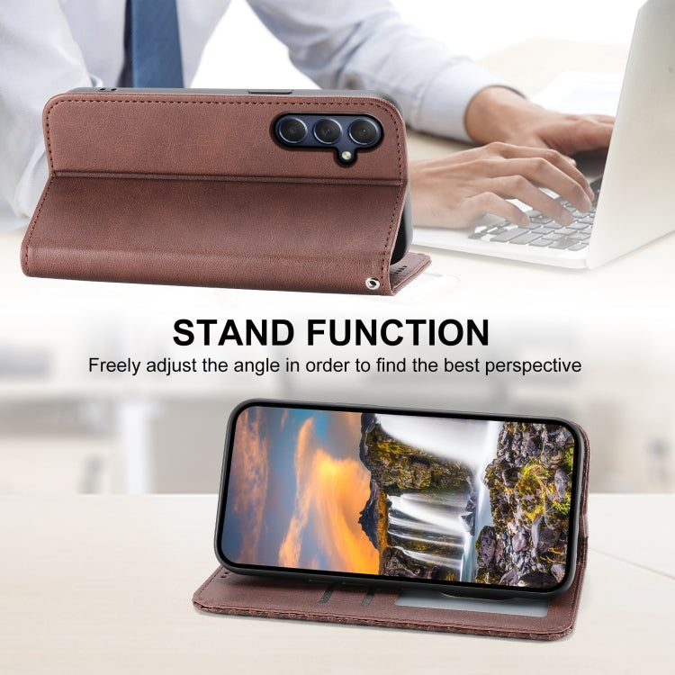 For Samsung Galaxy M54 5G Cubic Grid Calf Texture Magnetic Leather Phone Case(Brown) by buy2fix