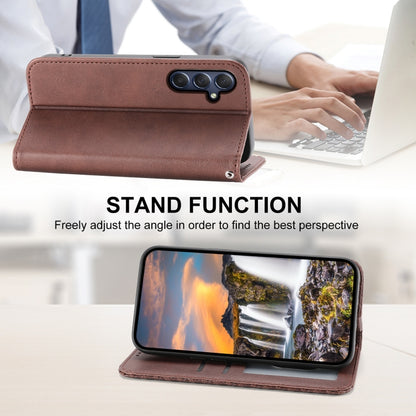 For Samsung Galaxy M54 5G Cubic Grid Calf Texture Magnetic Leather Phone Case(Brown) by buy2fix