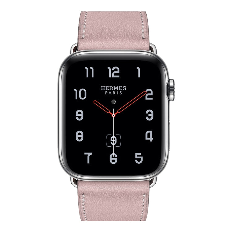 For Apple Watch Series 7 45mm / 6 & SE & 5 & 4 44mm / 3 & 2 & 1 42mm Leather  Watch Band(Pink) - Watch Bands by buy2fix | Online Shopping UK | buy2fix