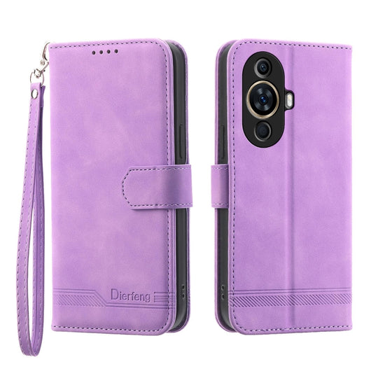 For Huawei nova 11 Dierfeng Dream Line TPU Hybrid PU Leather Phone Case(Purple)