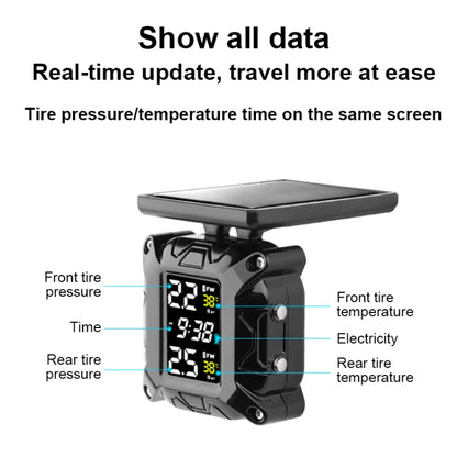 M9 Color Screen Motorcycle Solar Wireless Tire Pressure Monitor With Rear Mirror Bolt Mount by buy2fix